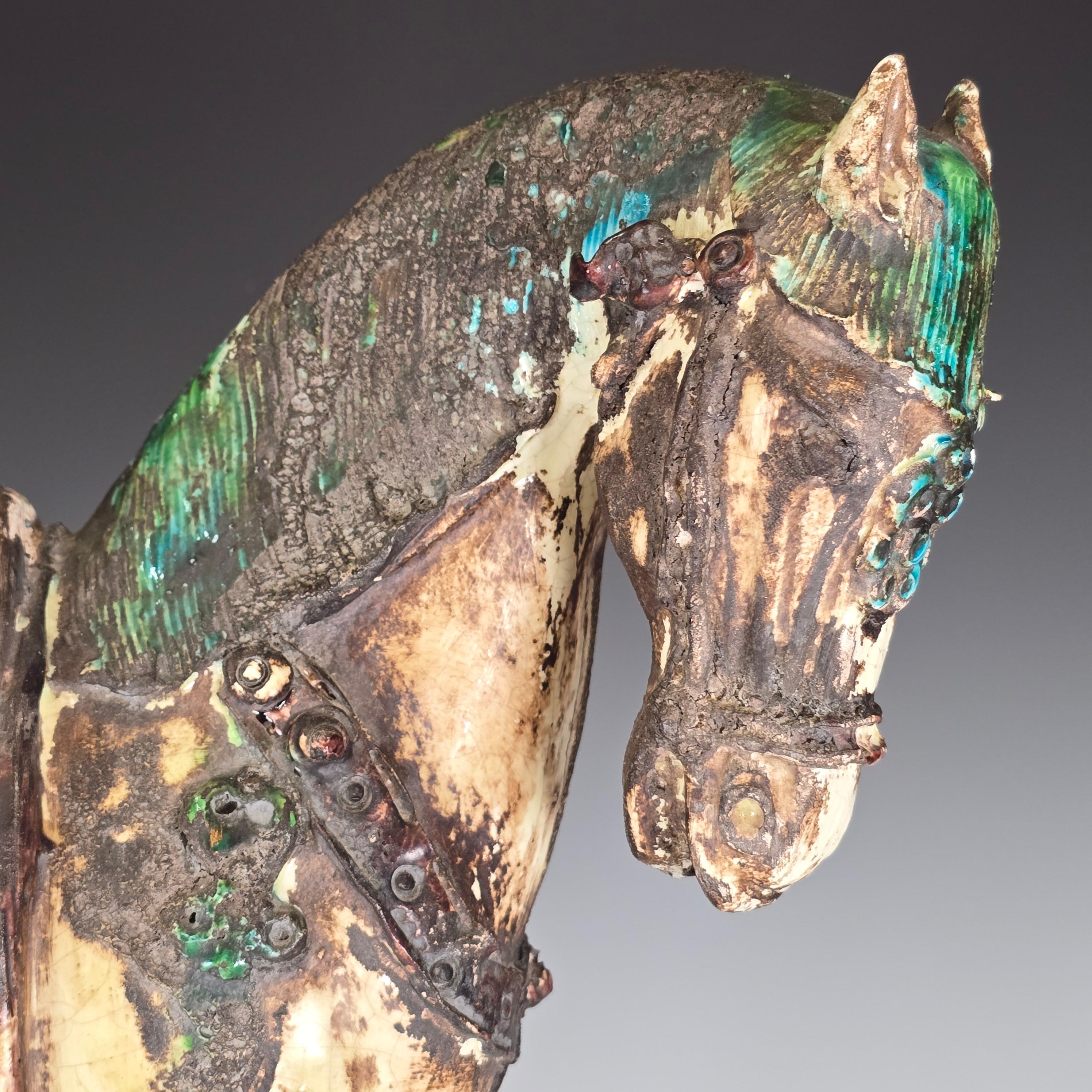 Caballo grande de mayólica italiana Tang en venta 3