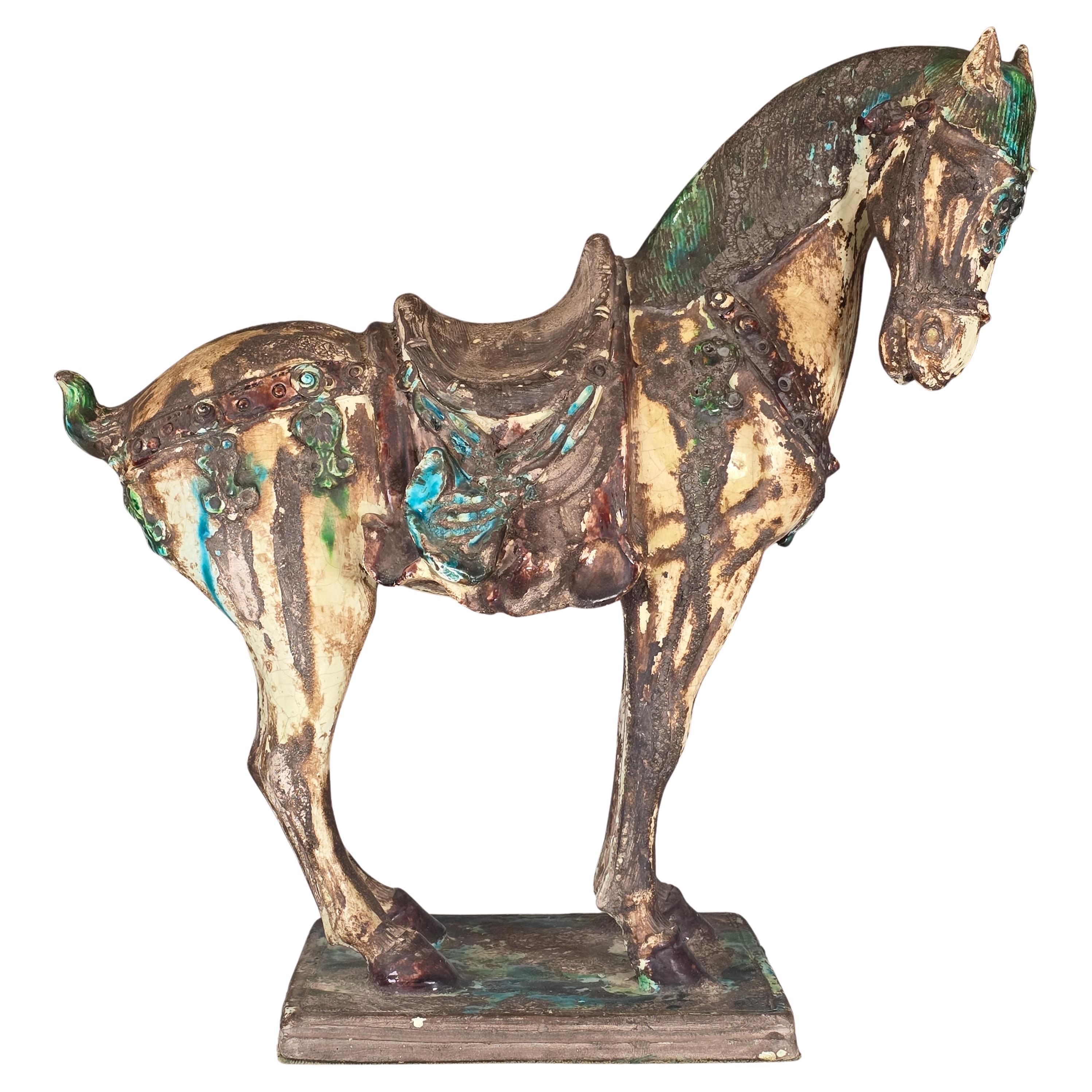 Caballo grande de mayólica italiana Tang en venta