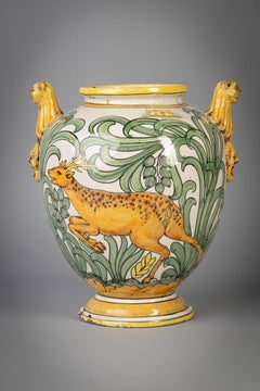 Large Italian Majolica Two-Handled Vase, circa 1900