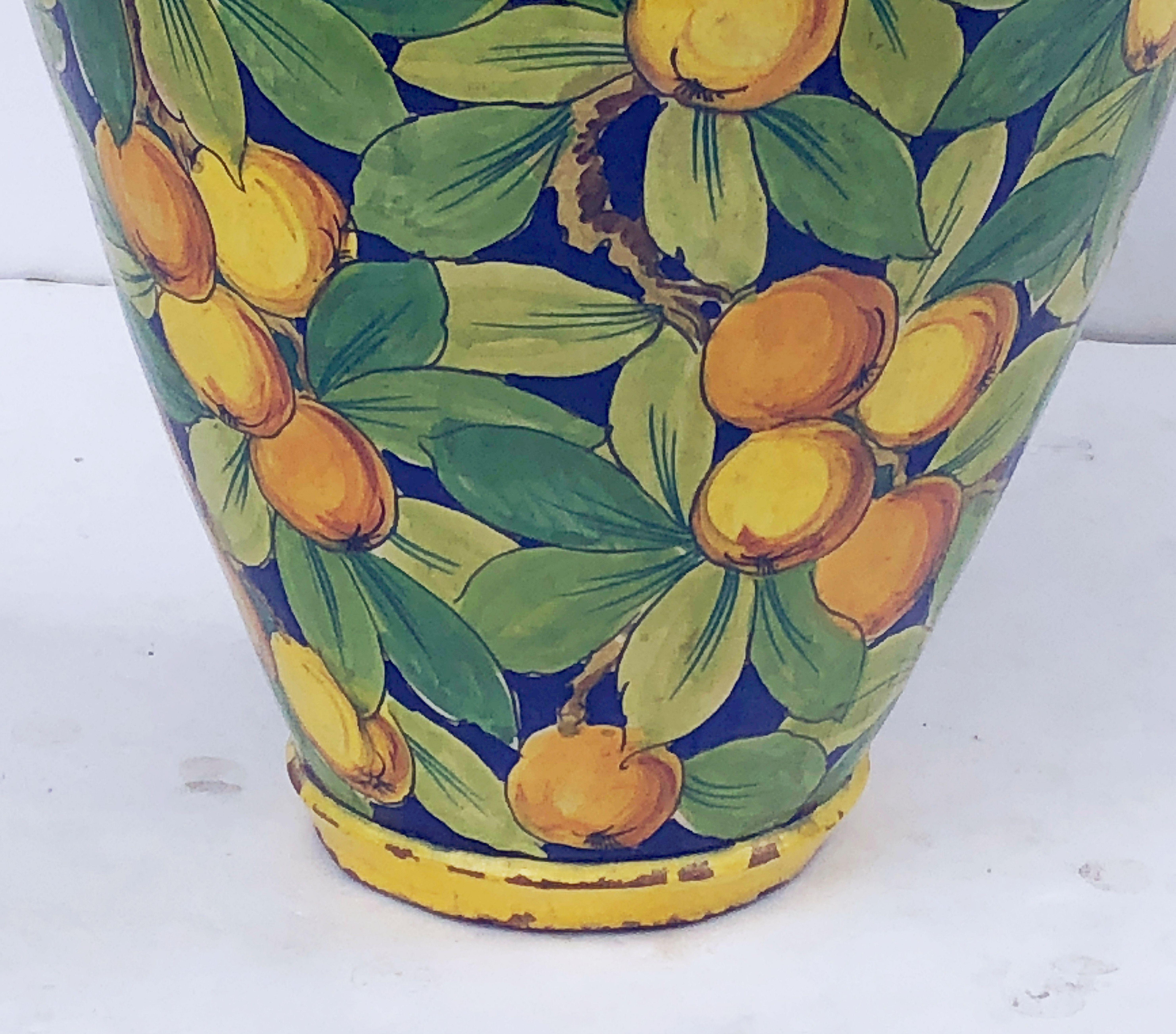 Large Italian Majolica Vase with Lemons and Oranges Design ‘H 25’ 6