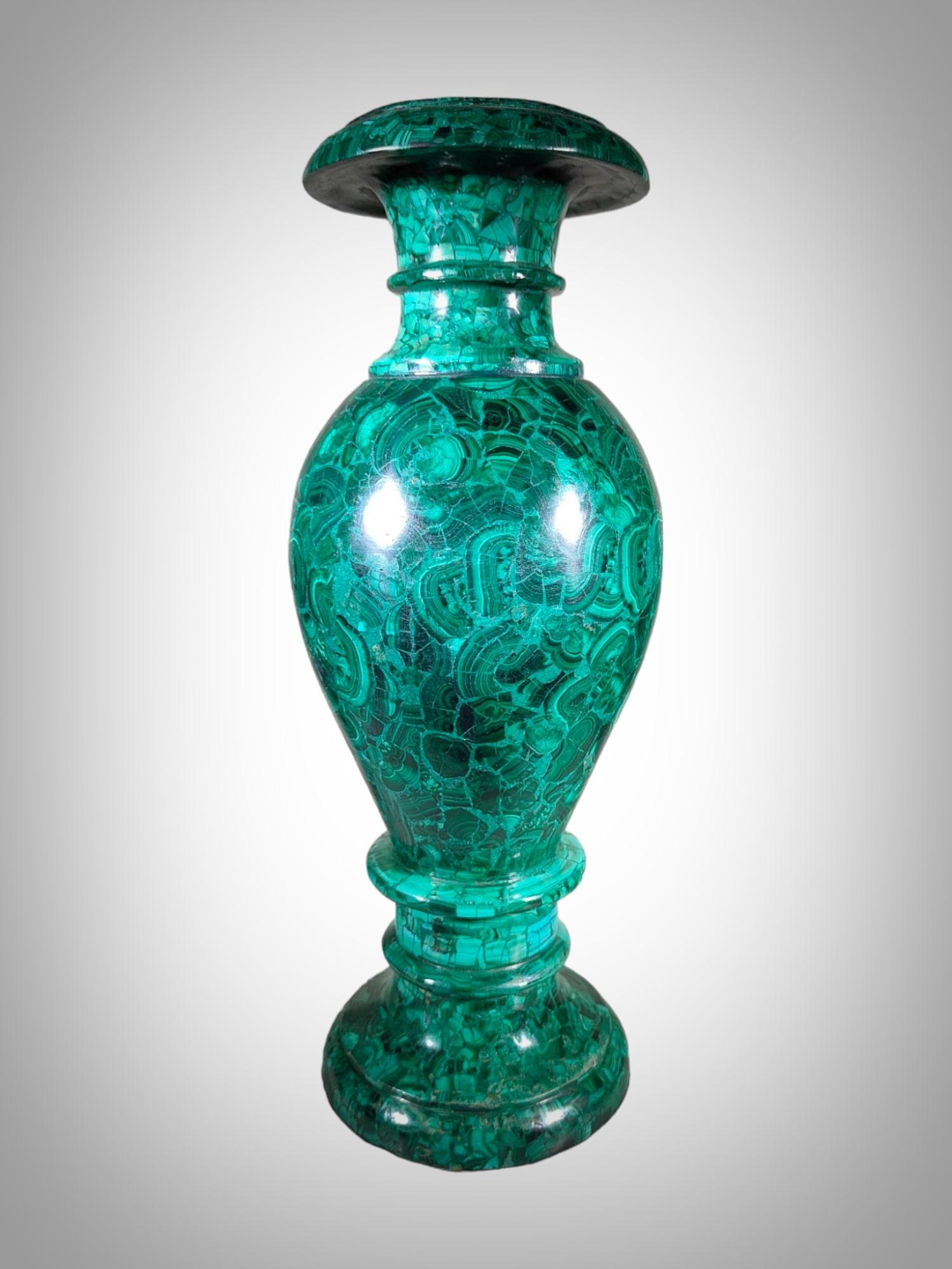 Large Italian Malachite Vase For Sale 8