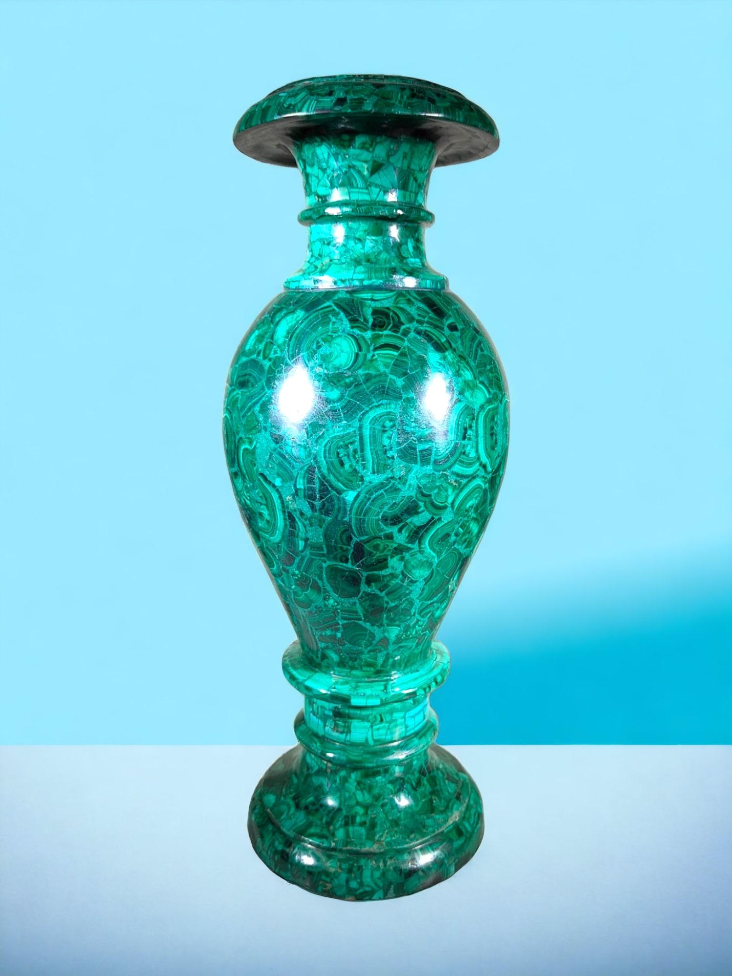 Large Italian Malachite Vase For Sale 5