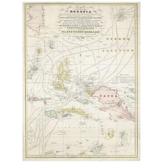 Large Italian Map of Islands of Oceania, incl Papua, Timor, Banda, Ceram, 1855