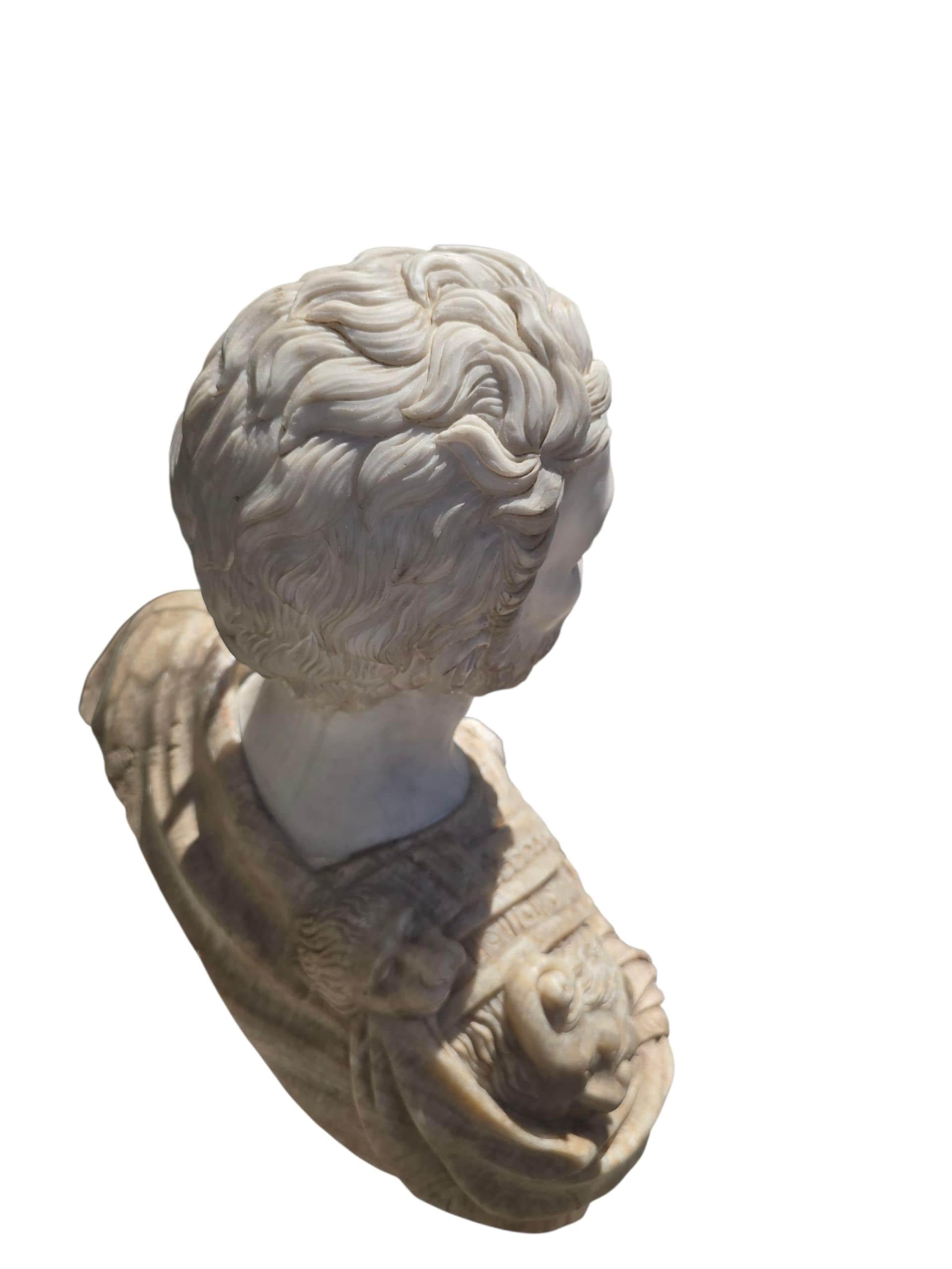 Large Italian Marble Bust of a Roman Emperor, 20th Century For Sale 7