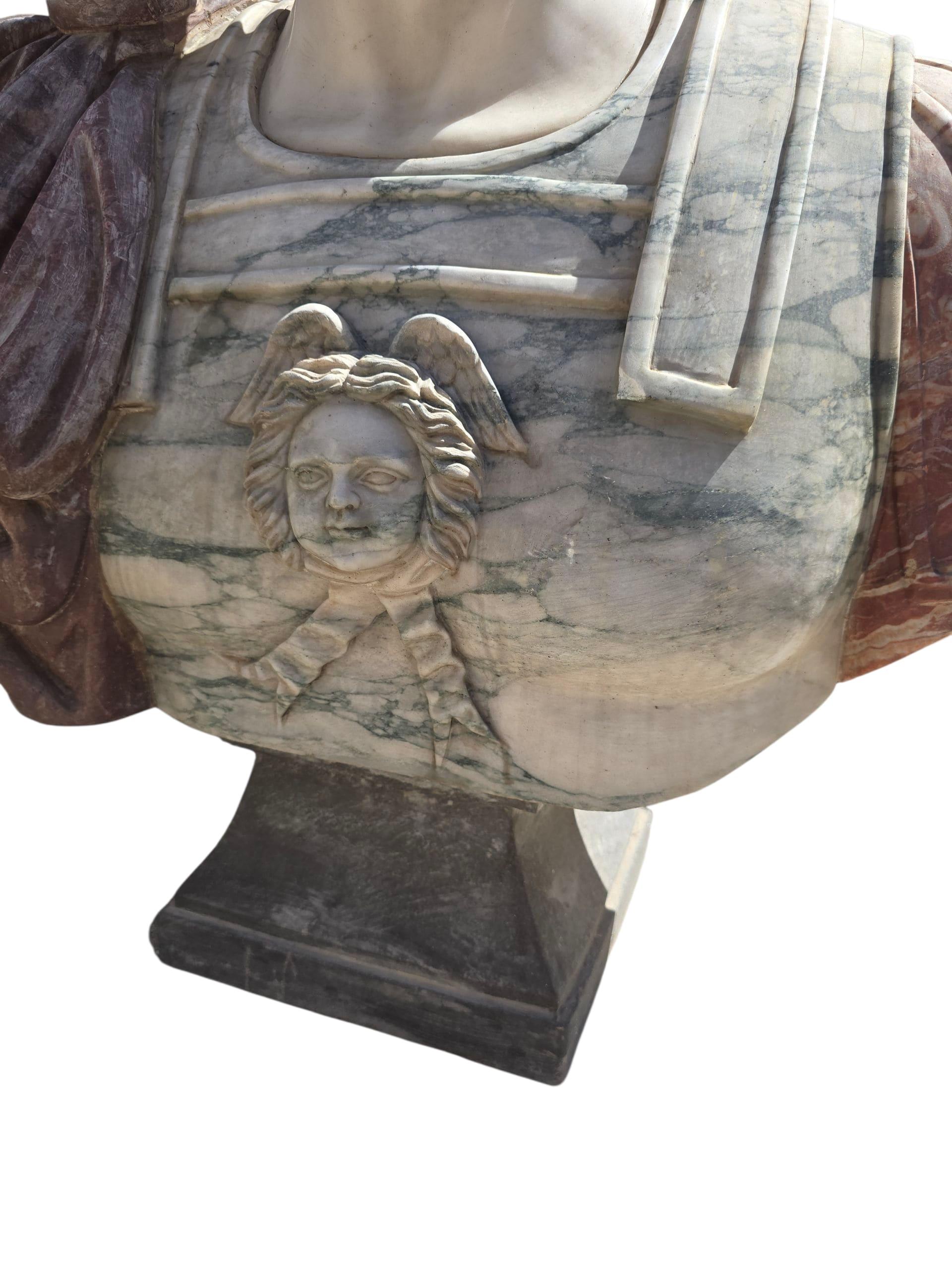 Late 20th Century Large Italian Marble Bust of a Roman Emperor, 20th Century For Sale
