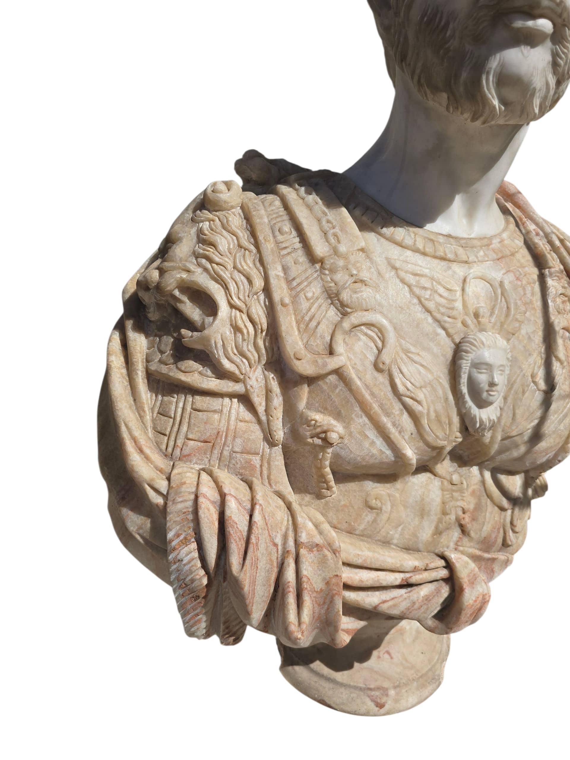 Late 20th Century Large Italian Marble Bust of a Roman Emperor, 20th Century For Sale
