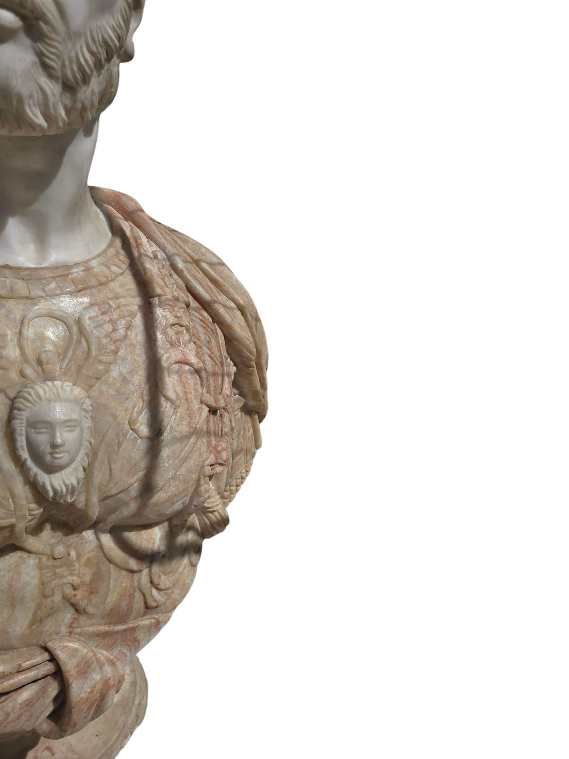Large Italian Marble Bust of a Roman Emperor, 20th Century For Sale 1