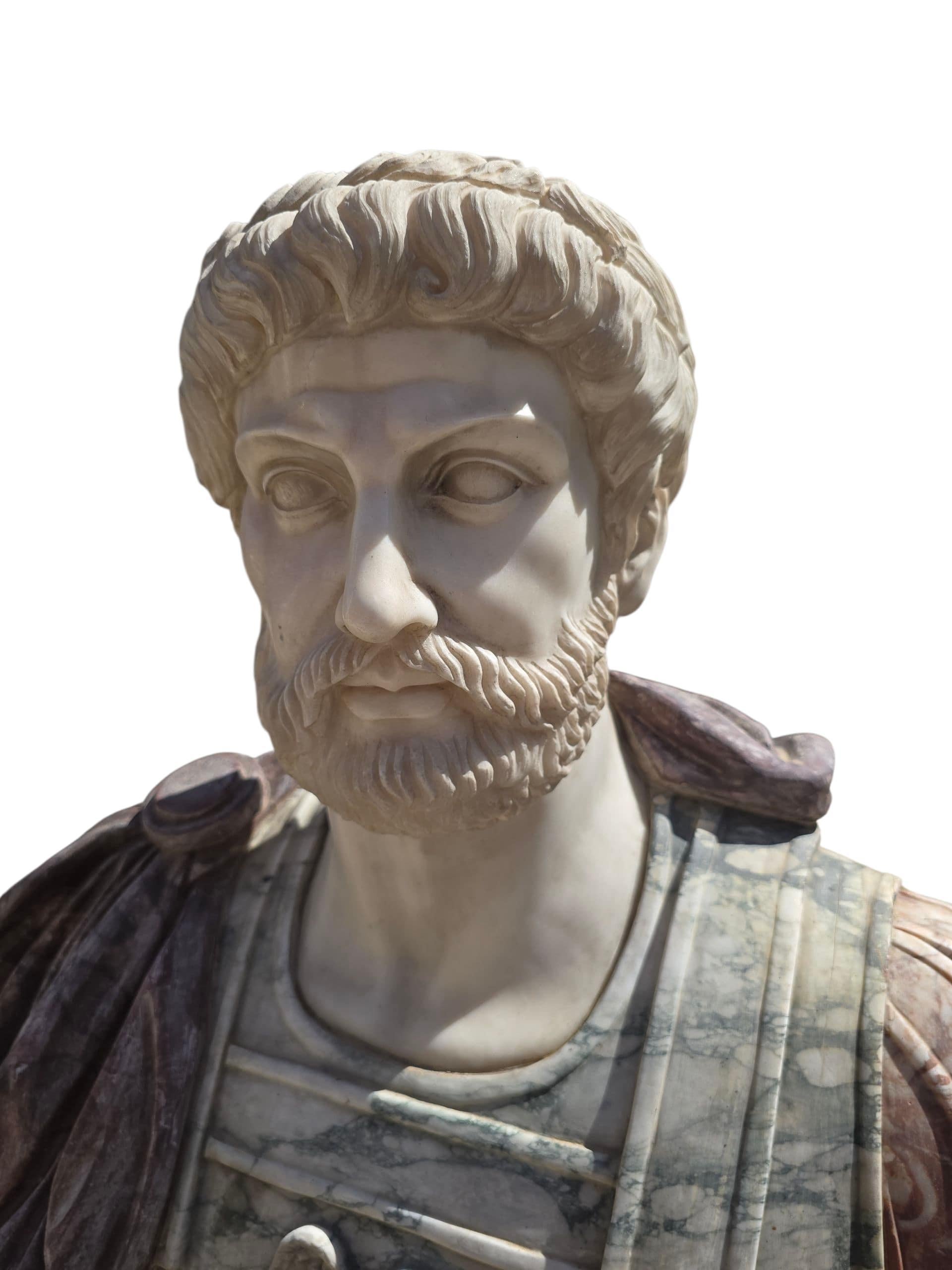Large Italian Marble Bust of a Roman Emperor, 20th Century For Sale 2