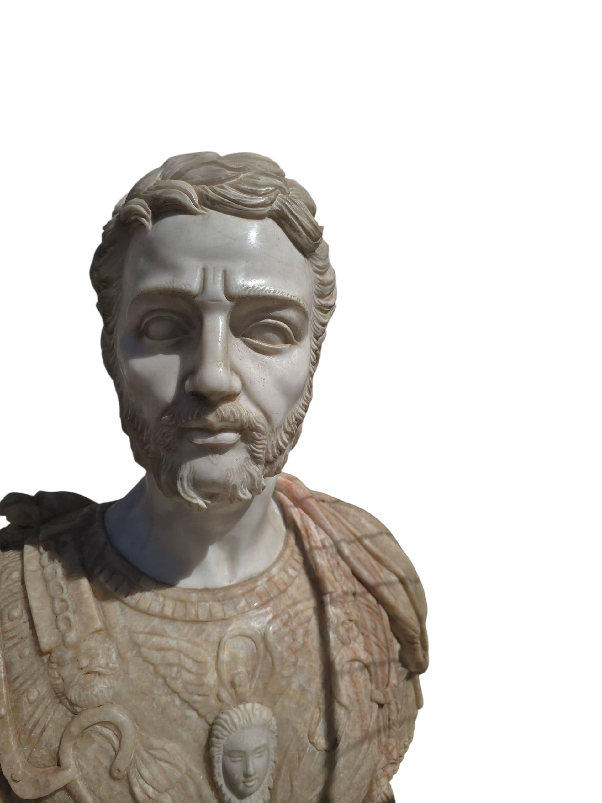 Large Italian Marble Bust of a Roman Emperor, 20th Century For Sale 2