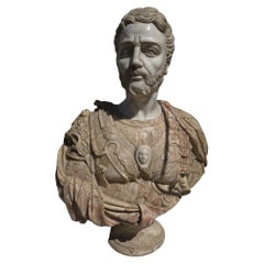 Large Italian Marble Bust of a Roman Emperor, 20th Century