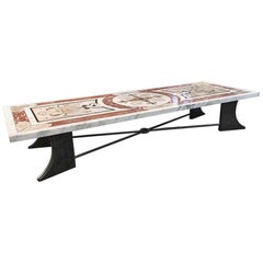 Large Italian Marble Coffee Table on a Kim Moltzer Iron Base