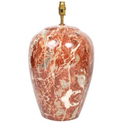 Large Italian Marble Effect Porcelain Ginger Jar Table Lamp, Italy, circa 1970