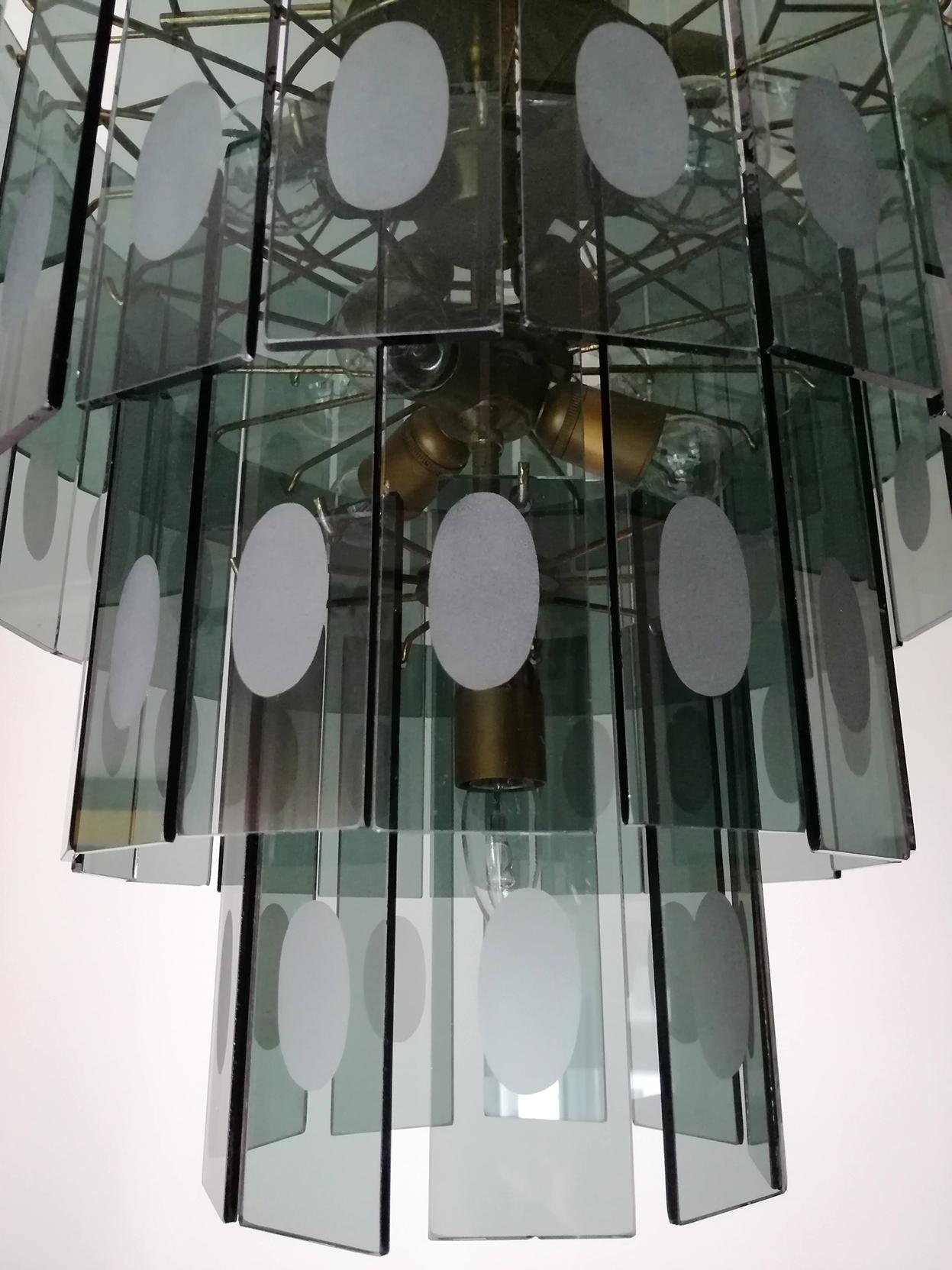Large Italian Max Ingrand Fontana Art Style Smoked Glass 13-Light Chandelier 3
