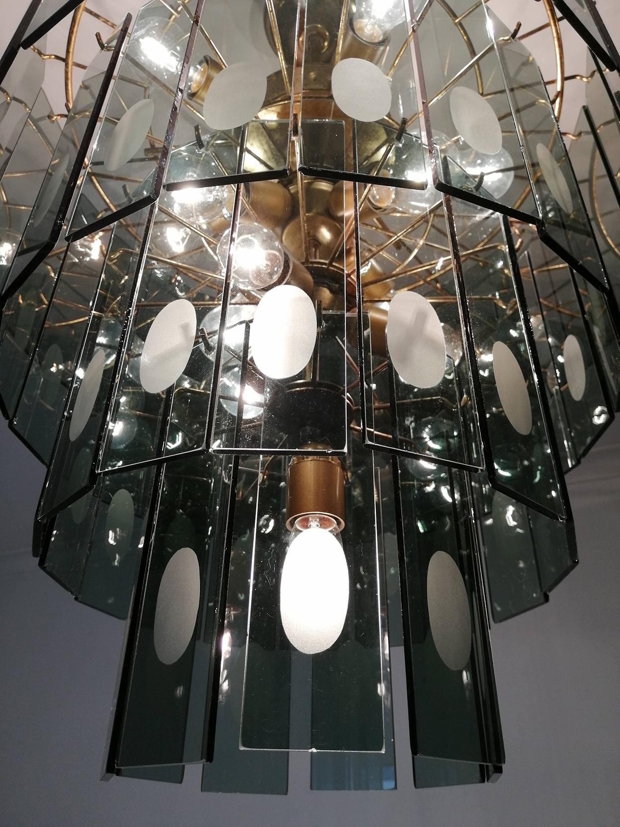 Large Italian Max Ingrand Fontana Art Style Smoked Glass 13-Light Chandelier 9