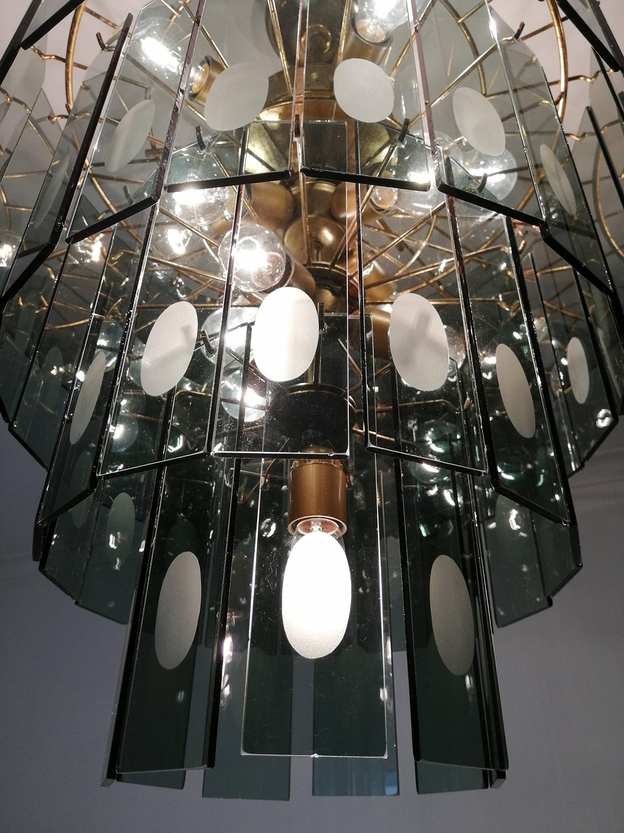 Impressive Italian Murano Chandelier by Gino Vistosi to Fontana Art Smoked Glass For Sale 9