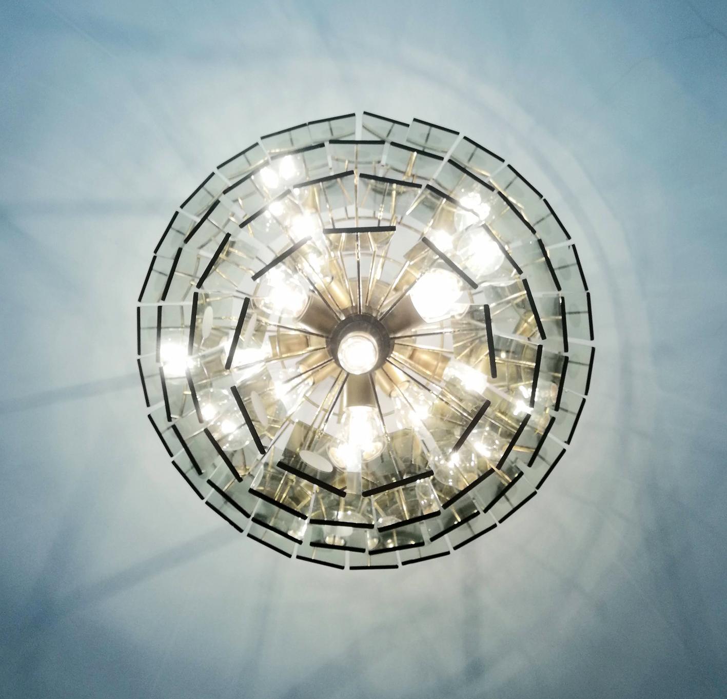 Large Italian Max Ingrand Fontana Art Style Smoked Glass 13-Light Chandelier 10