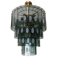 Impressive Italian Murano Chandelier by Gino Vistosi to Fontana Art Smoked Glass
