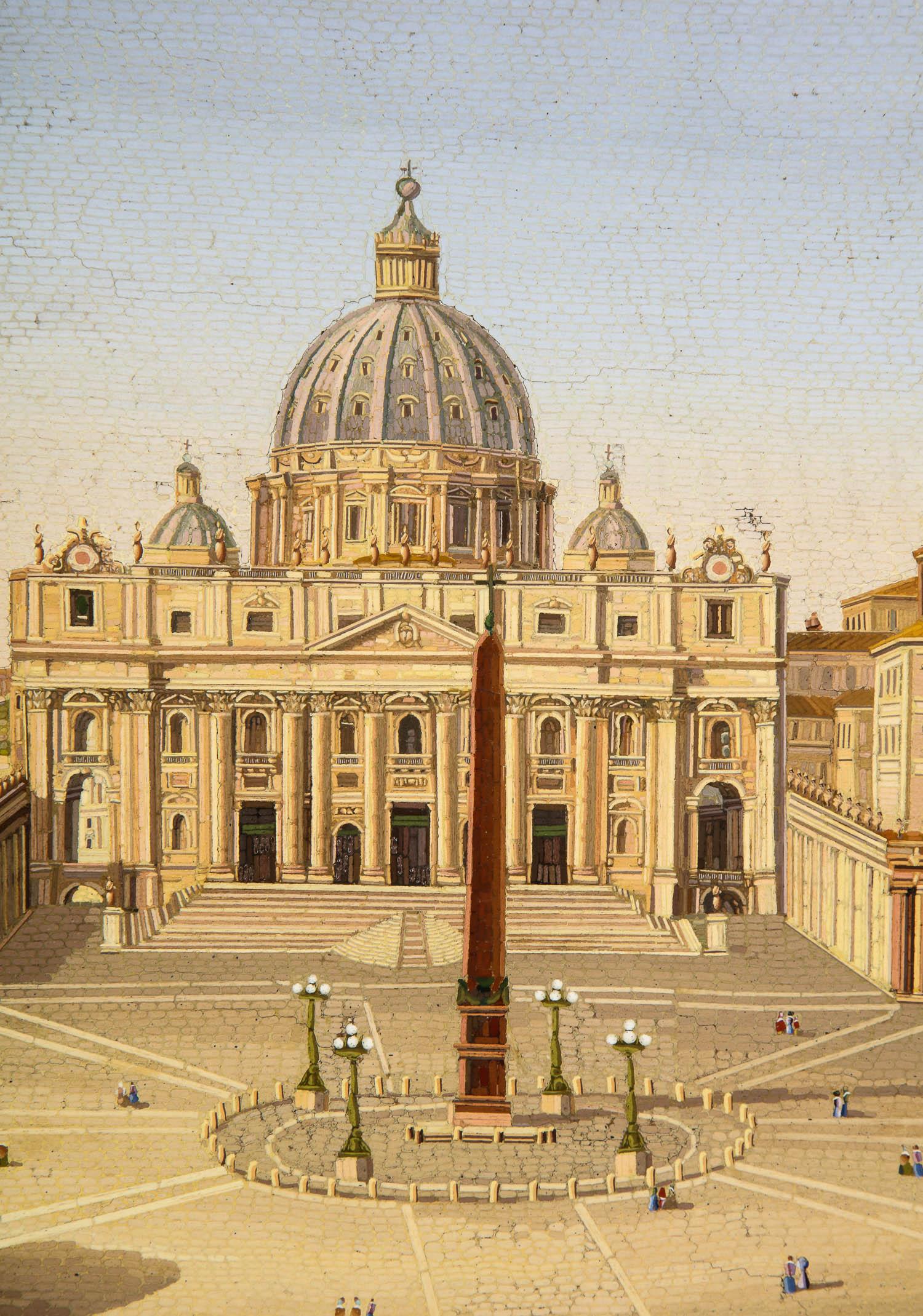 Large Italian Micromosaic Plaque of St. Peter’s Basilica, Venice, circa 1860 8