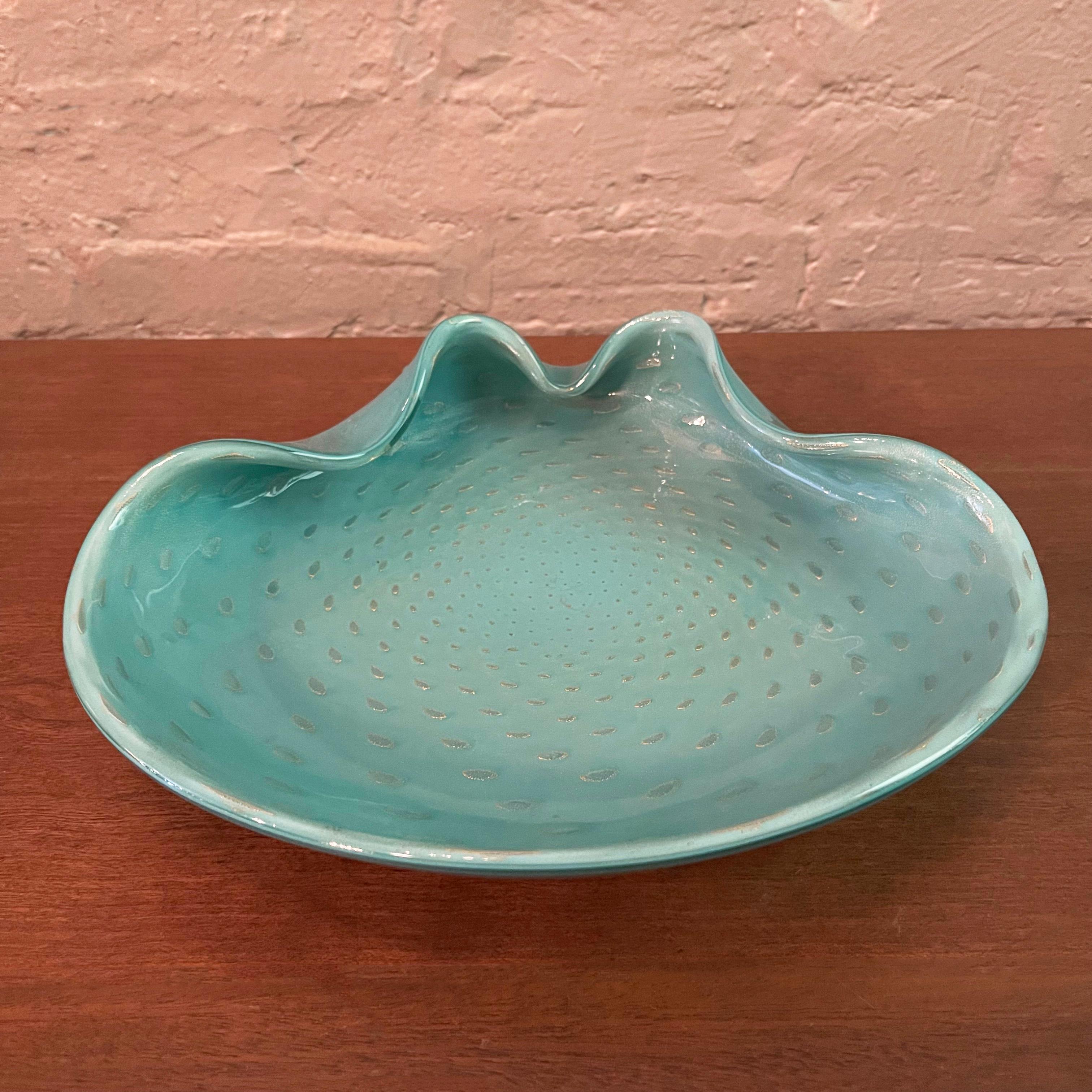 Large Italian Mid-Century Blue Murano Glass Clamshell Dish For Sale 3