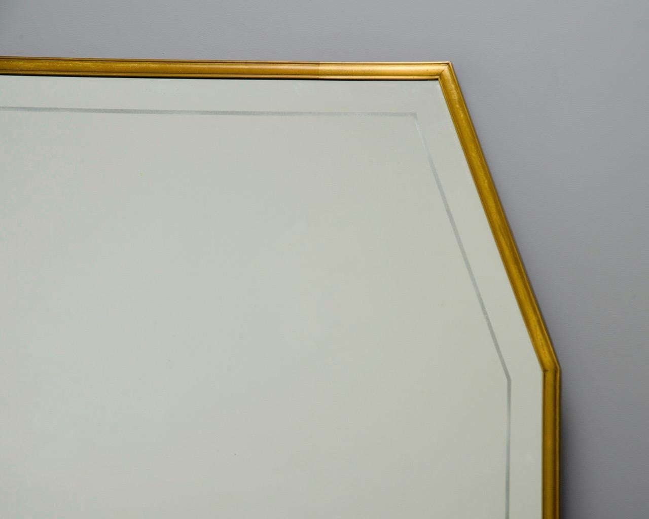 Large Italian Mid Century Brass Framed Mirror 5