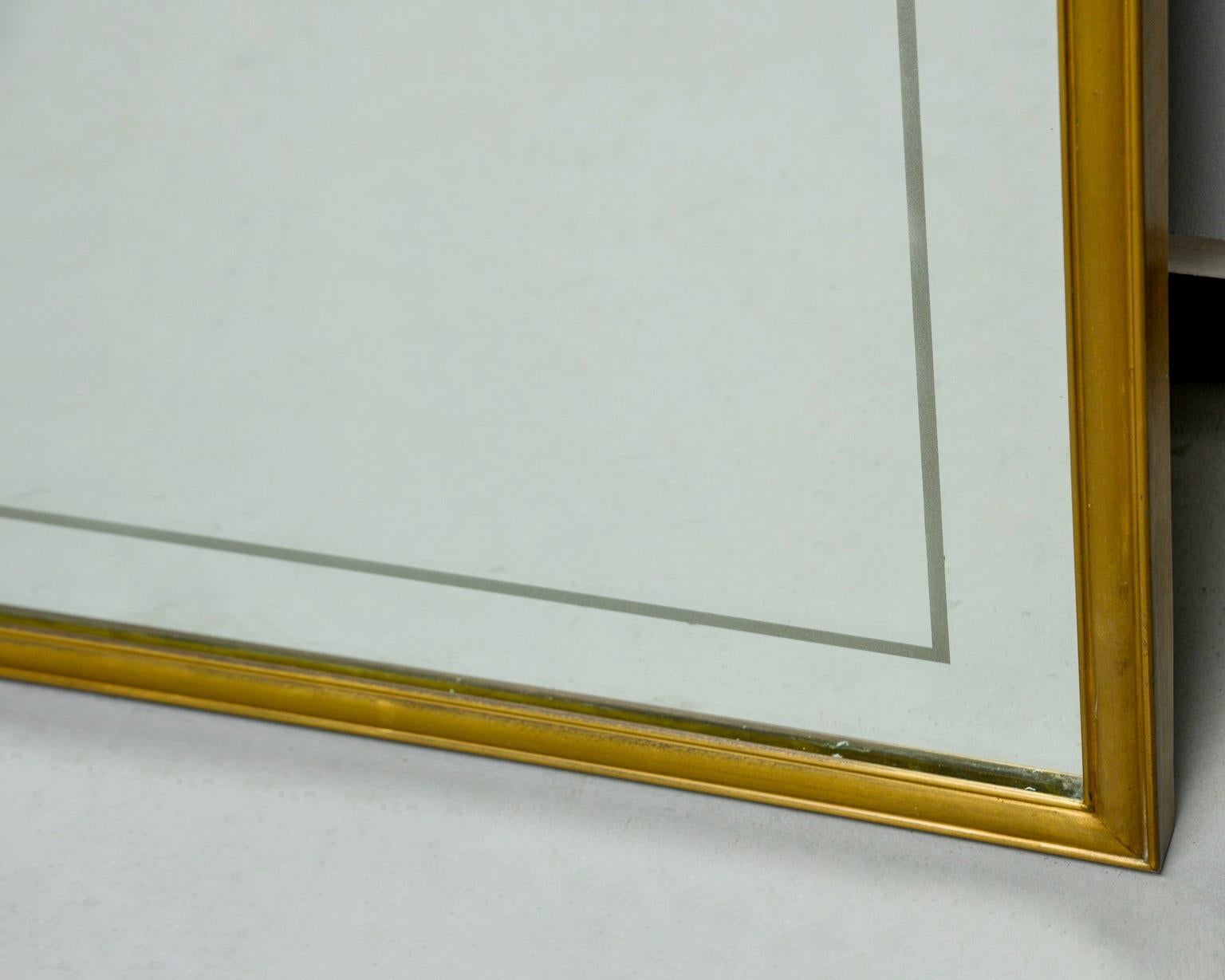 Large Italian Mid Century Brass Framed Mirror In Good Condition In Troy, MI