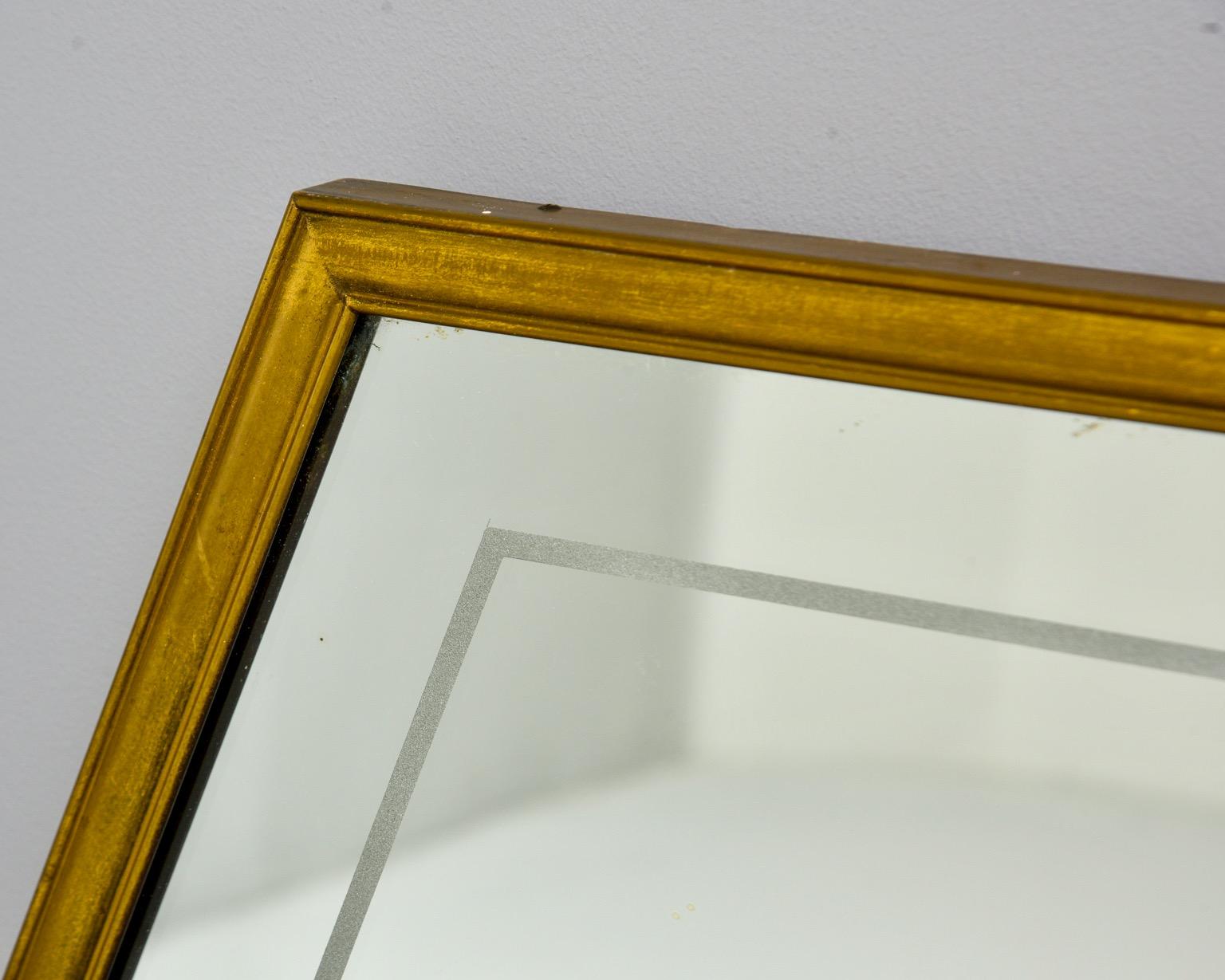 Large Italian Mid Century Brass Framed Mirror 2