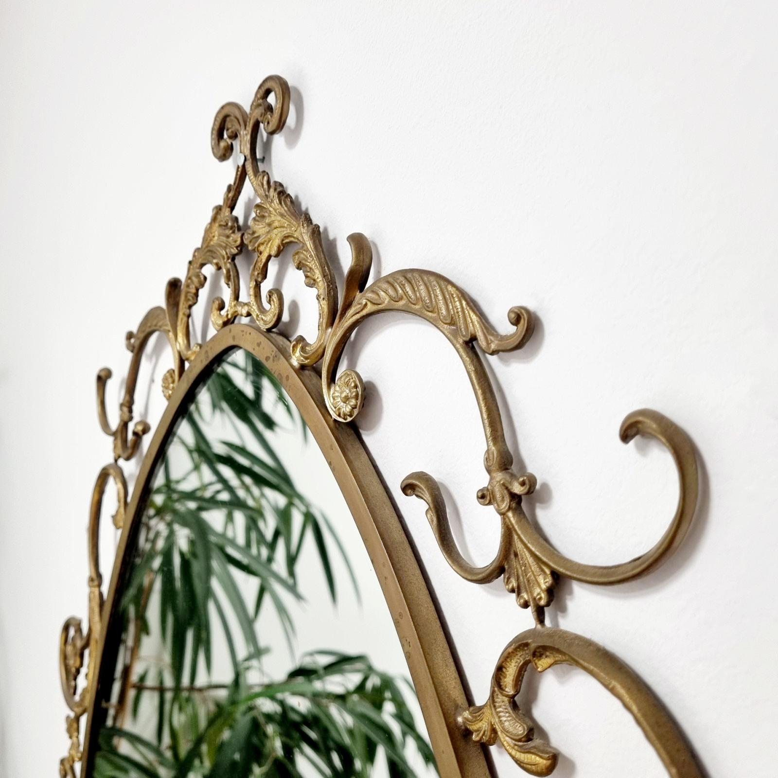 Mid-20th Century Large Italian Mid Century Brass Mirror, Italy 60s For Sale
