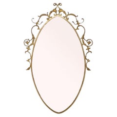 Vintage Large Italian Mid Century Brass Mirror, Italy 60s