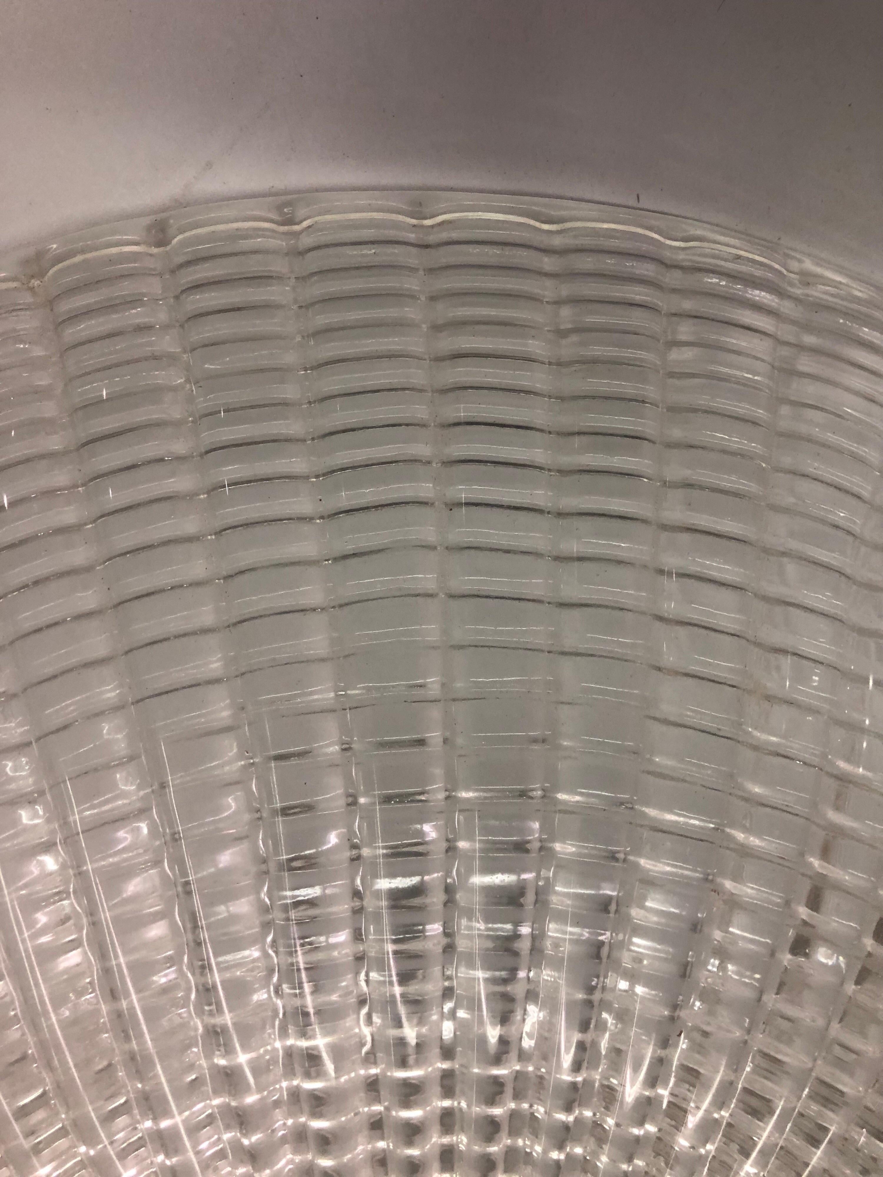 Large Italian Midcentury Clear Satin Murano Glass Flush Mount / Pendant For Sale 1