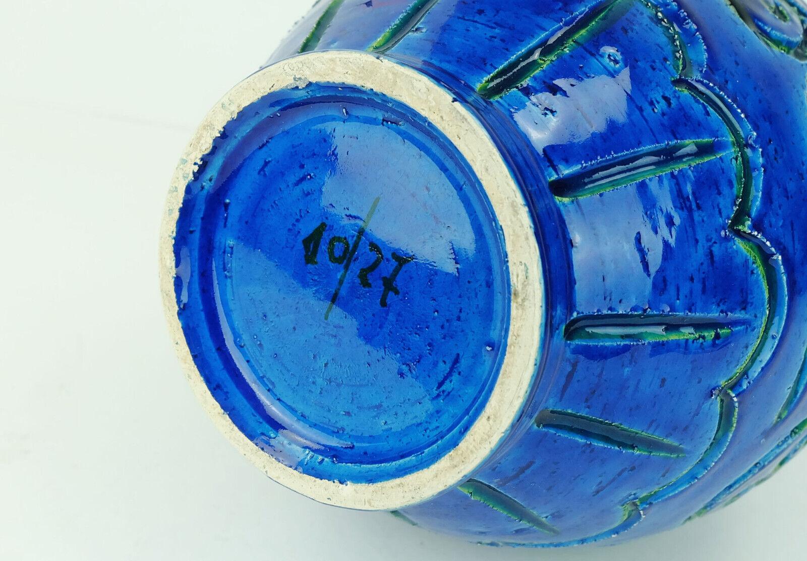Mid-Century Modern large italian mid century italica ars jug VASE jug rimini blue glaze For Sale