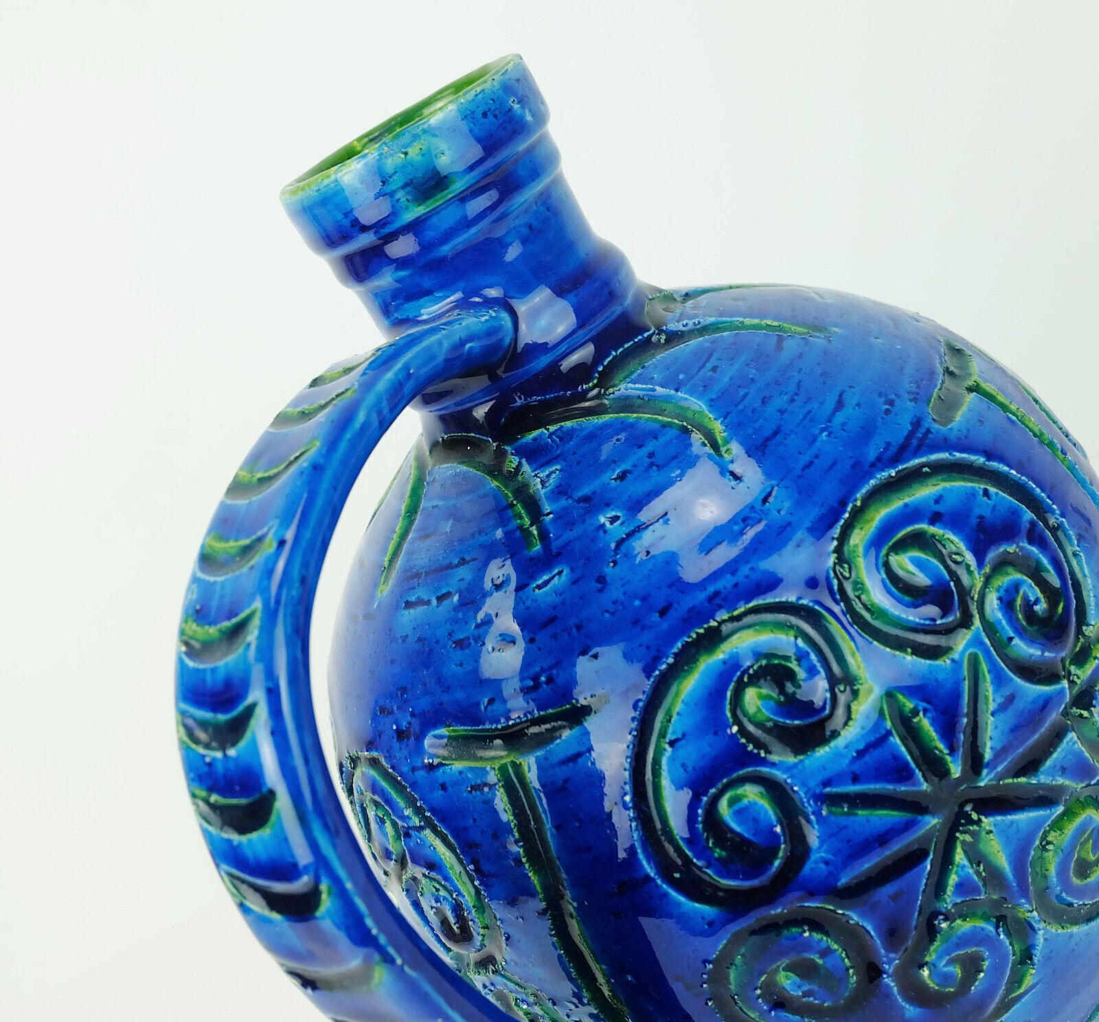 large italian mid century italica ars jug VASE jug rimini blue glaze In Good Condition For Sale In Mannheim, DE