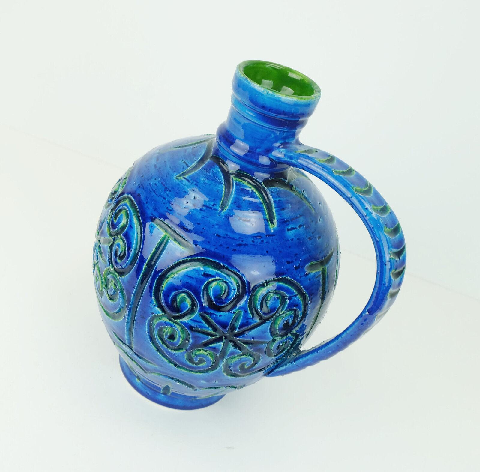 Mid-20th Century large italian mid century italica ars jug VASE jug rimini blue glaze For Sale