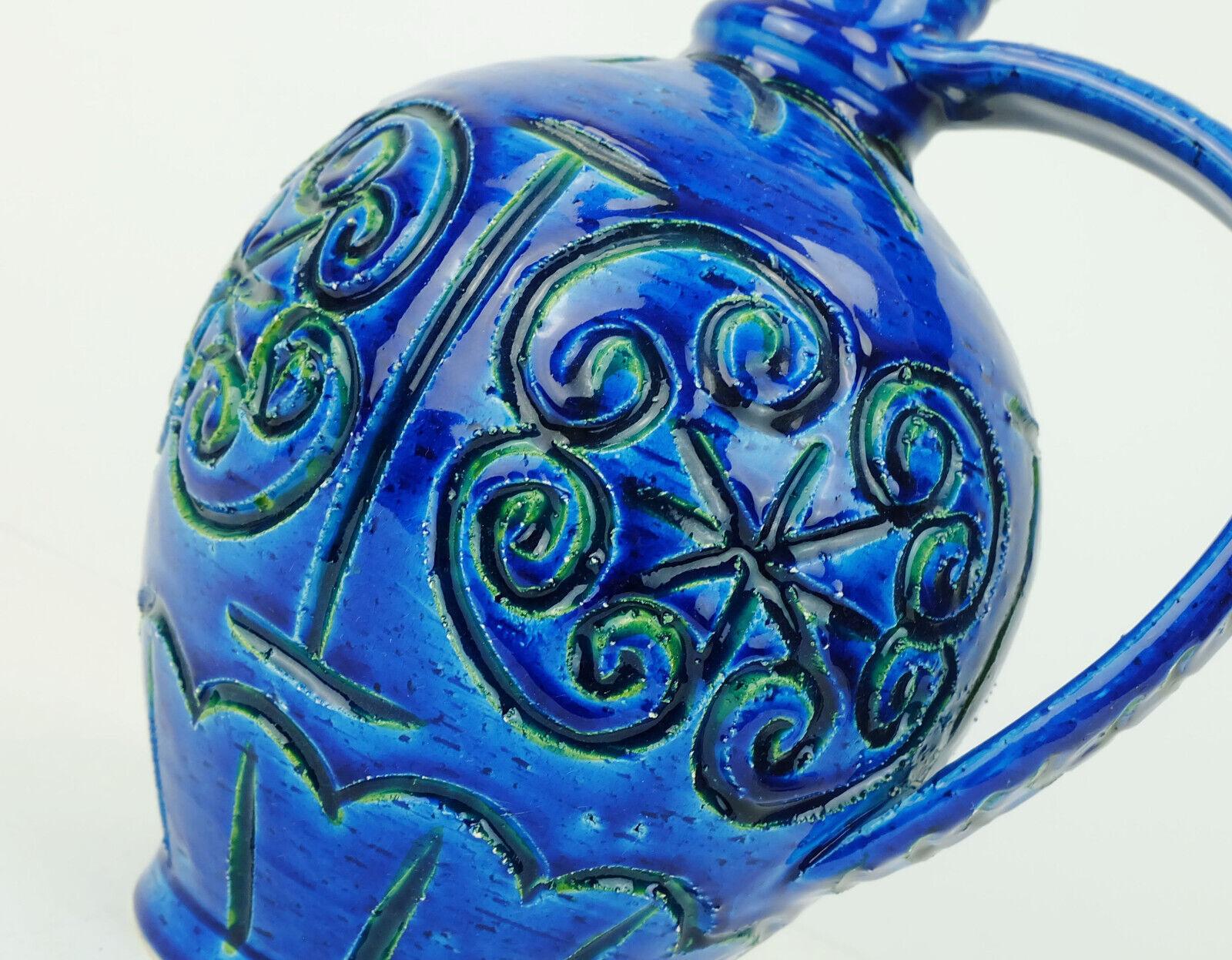 Ceramic large italian mid century italica ars jug VASE jug rimini blue glaze For Sale