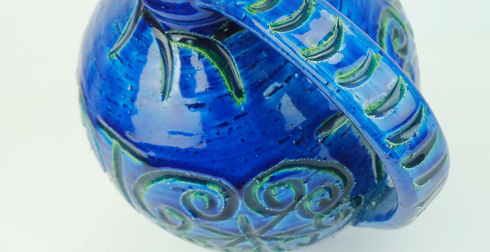 large italian mid century italica ars jug VASE jug rimini blue glaze For Sale 1
