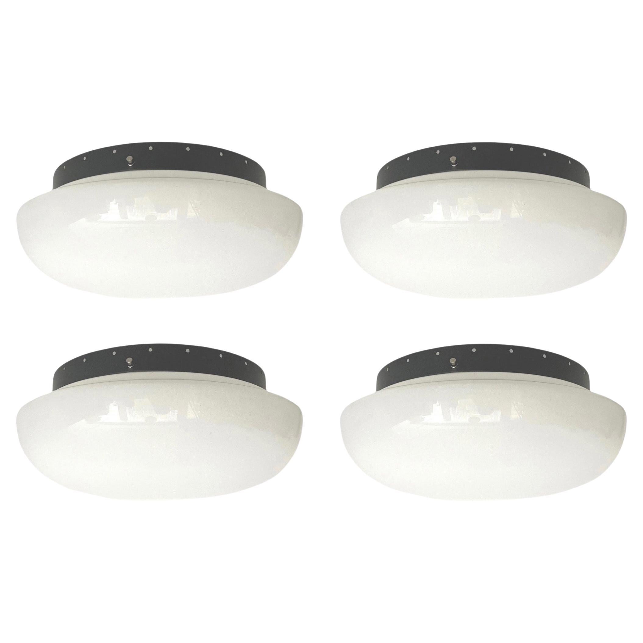 Large Italian Mid-Century Large Set of Four Flush Mounts by VeArt, 1970s For Sale