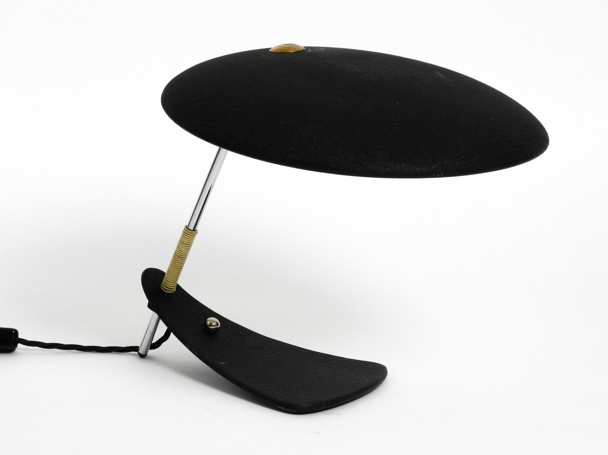 Mid-Century Modern Large Italian Mid Century metal table lamp with black shrink varnish For Sale