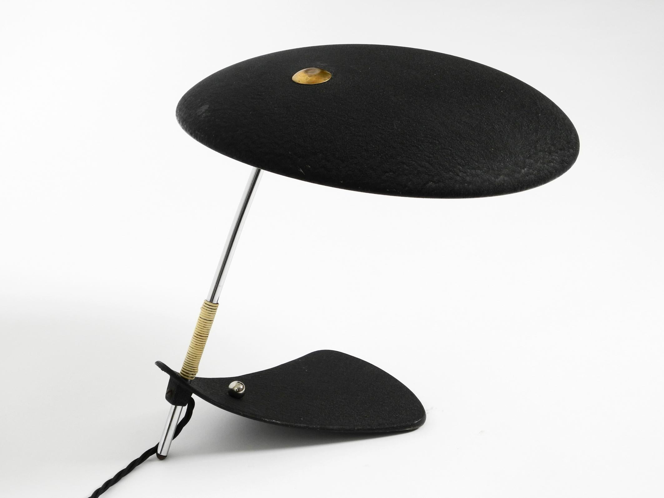 Mid-20th Century Large Italian Mid Century metal table lamp with black shrink varnish For Sale