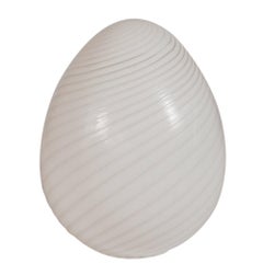 Large Italian Mid-Century Modern Murano Art Glass Egg Table Lamp in White