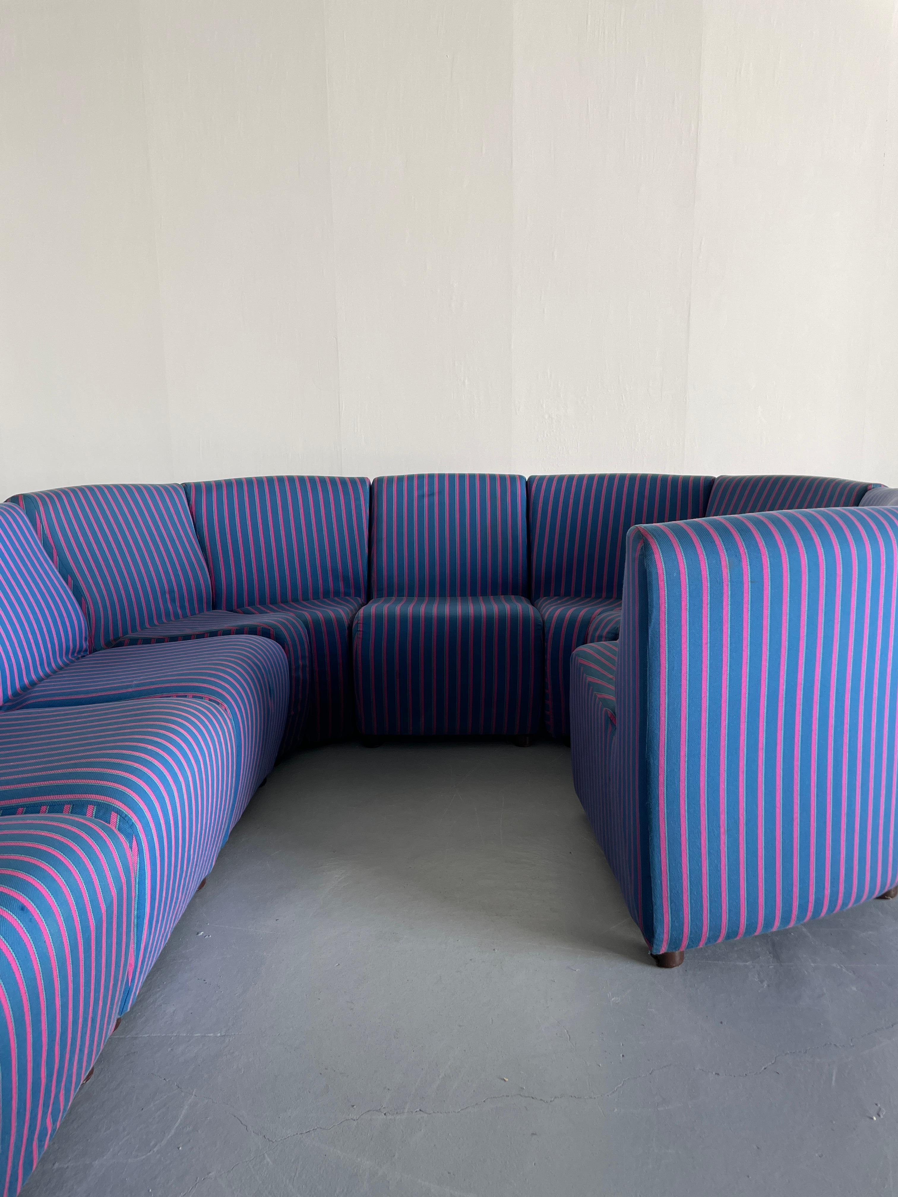 Large Italian Mid-Century-Modern Serpentine Modular Sofa, 13 Pieces, 1970s 1