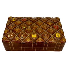 Used  Large Italian Mid-Century Rectangular Leather Jewelry Box