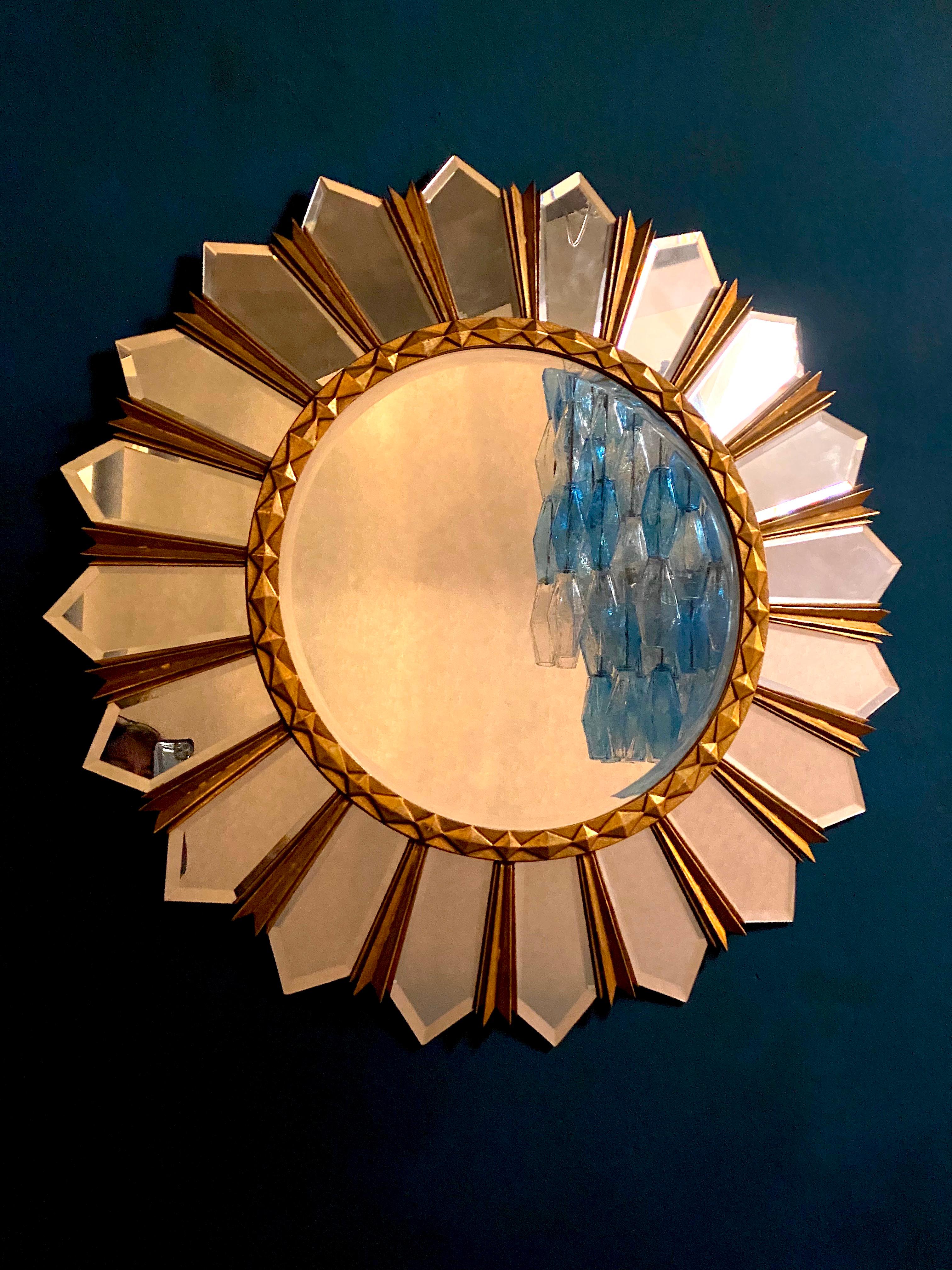 Mid-Century Modern Large Italian Mid-Century Sunburst Mirror, 1960s For Sale