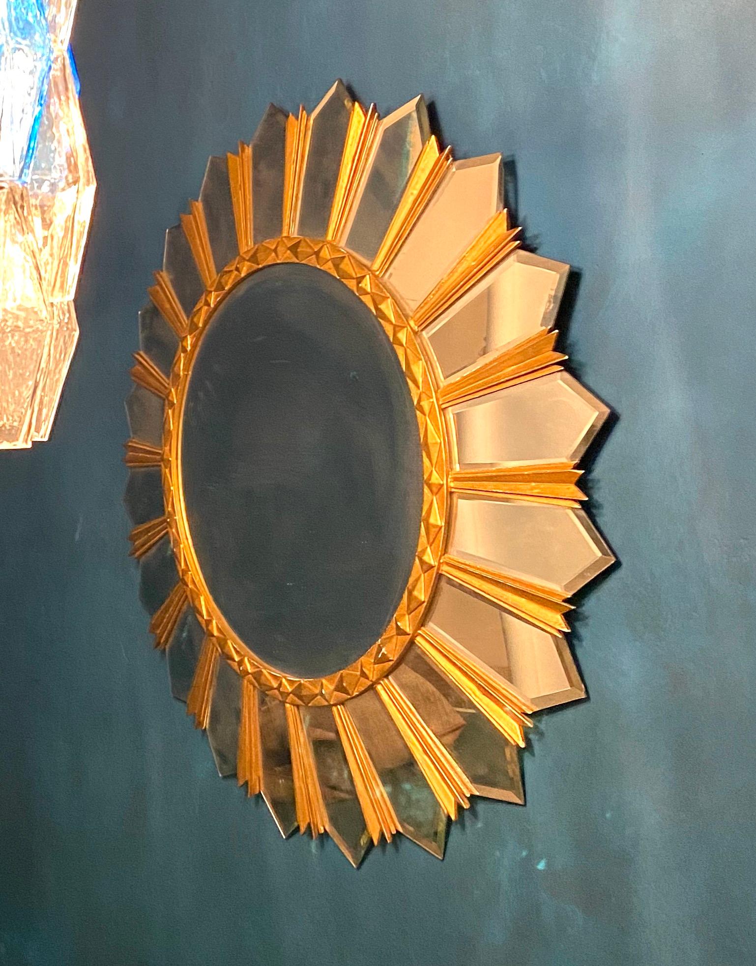 Large Italian Mid-Century Sunburst Mirror, 1960s For Sale 1