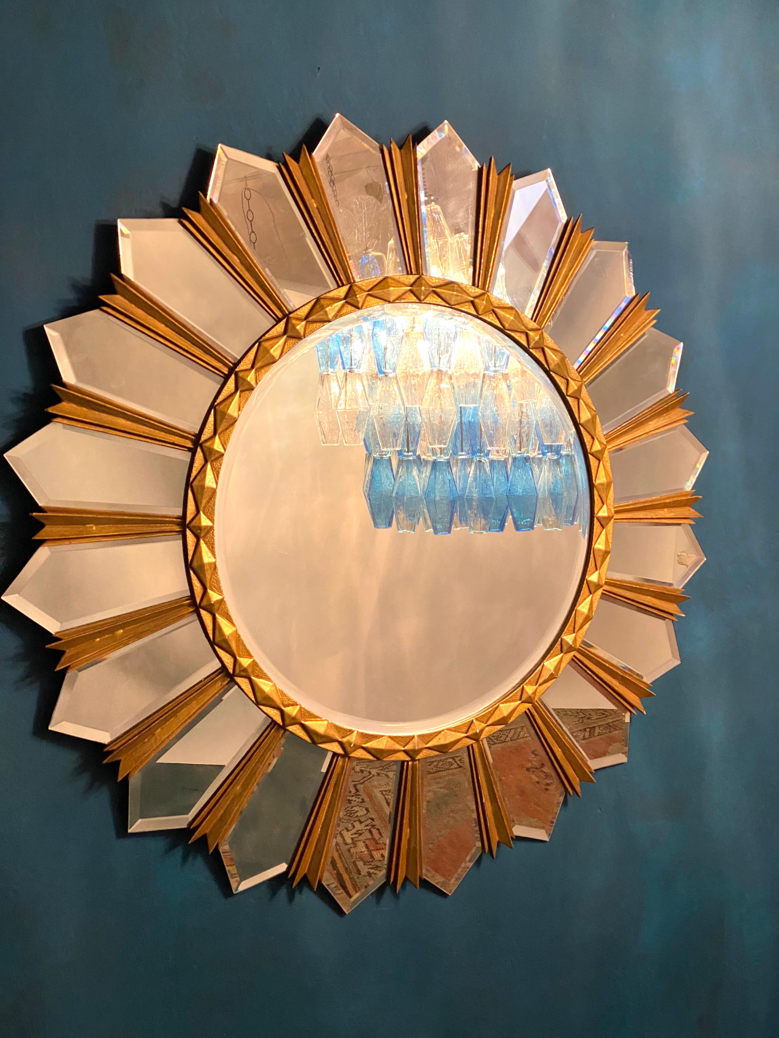 Large Italian Mid-Century Sunburst Mirror, 1960s For Sale 2