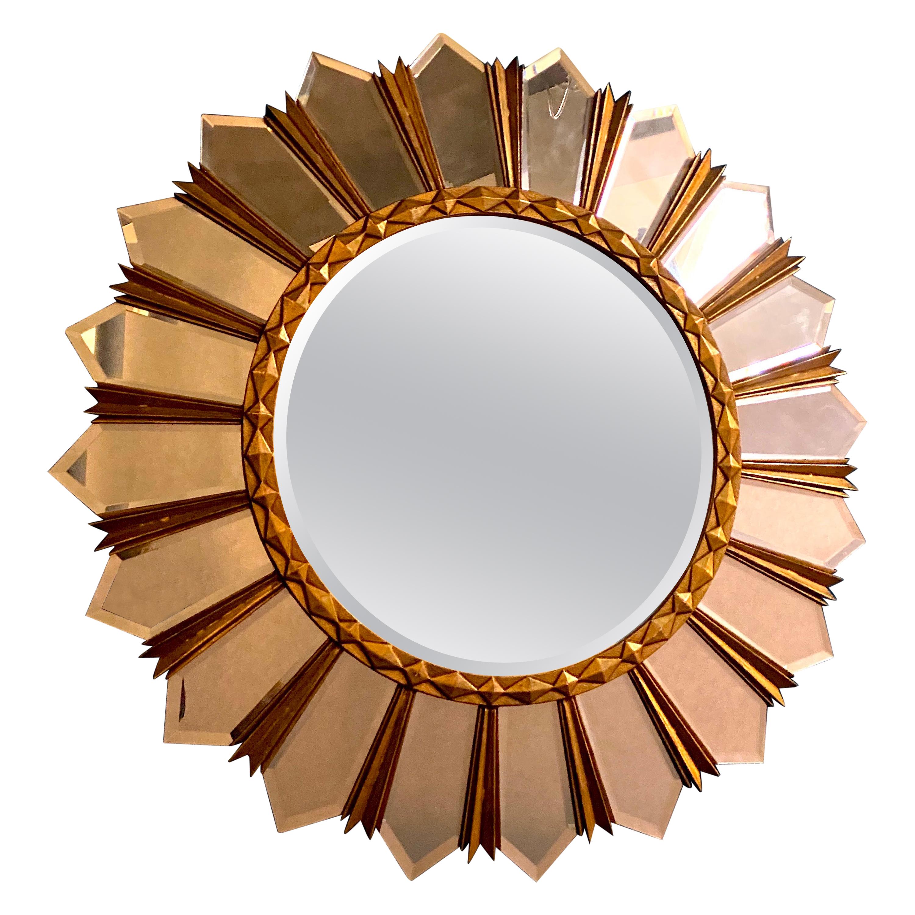Large Italian Mid-Century Sunburst Mirror, 1960s For Sale
