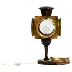 Large Italian Mid Century table lamp by Aldo Tura designed like a lantern