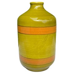 Large Italian Mid Century Vase in Olive Green and Orange by Raymor - Italy