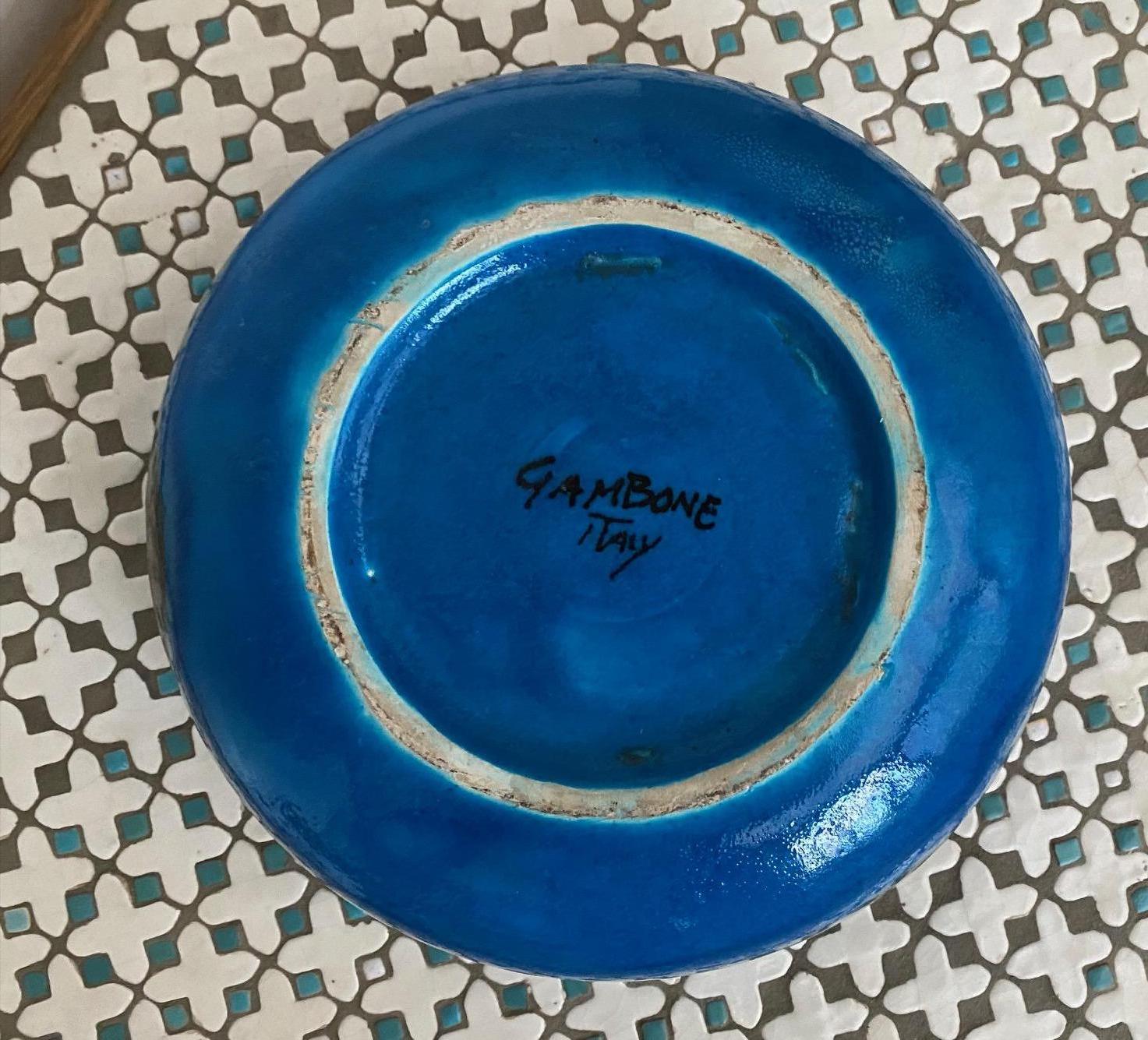 Large Italian Midcentury Ceramic Bowl Signed by Guido Gambone 1