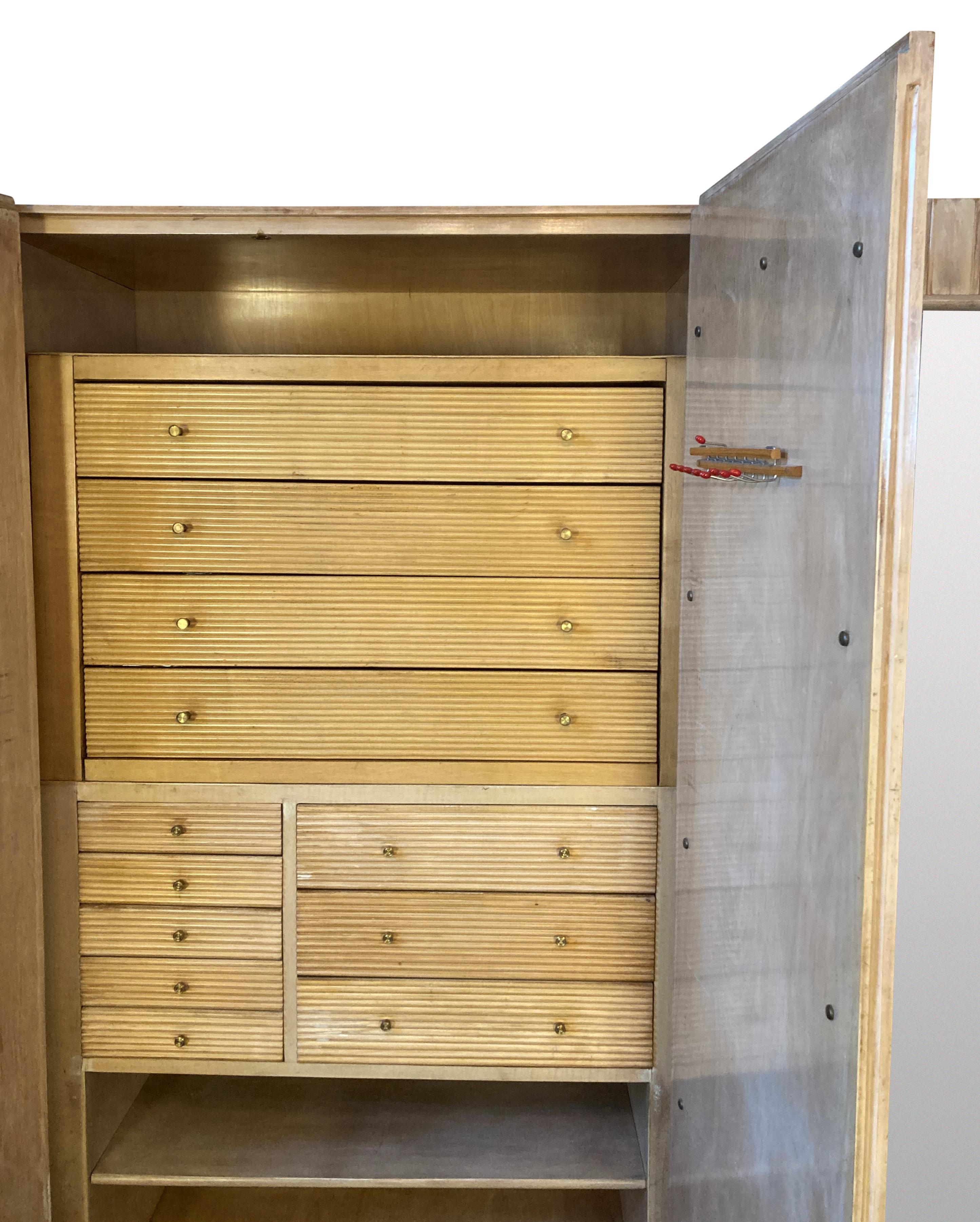 Mid-Century Modern Large Italian Midcentury Segmented Wardrobe For Sale