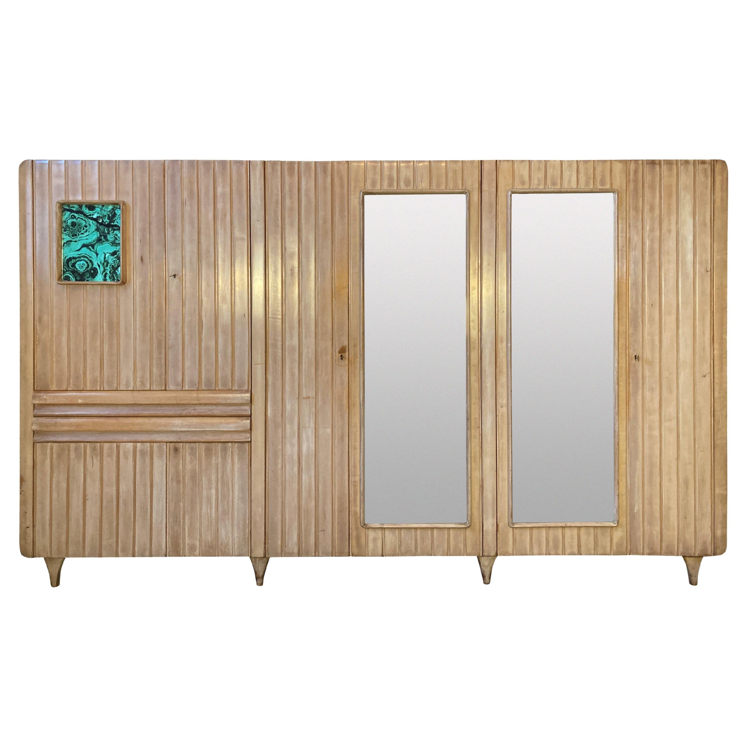 Large Italian Midcentury Segmented Wardrobe For Sale