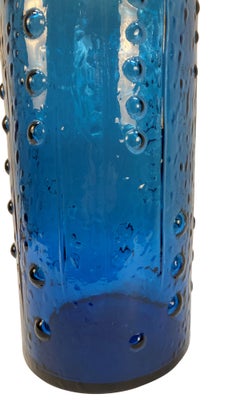 Large Italian Midcentury Table Lamp In Blue Glass